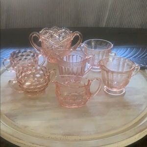 Lot of Pink Depression Glass
